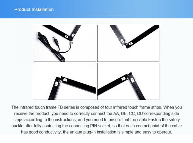 Marco multi infrarrojo libre del tacto del IR del panel de la pantalla táctil de 80 pulgadas del conductor listo para el uso de la interfaz USB para la TV elegante